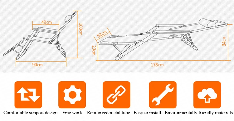 L27 быстро складные наружные пляжные стулья складной офисный шезлонг с подлокотником регулируемая спинка и подставка для ног для двойного использования в качестве кровати