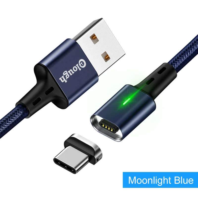 Elough 2 м Магнитный кабель usb type C кабель для iphone xr Micro usb кабель USB C шнур для зарядки телефона магнитное зарядное устройство для lightning Кабель Tipe c шнур для зарядки телефона - Цвет: Blue For type c