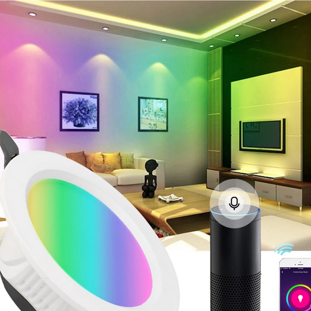 WiFi умный светодиодный светильник светодиодный потолочный светодиодный светильник 9 Вт RGBW Умный домашний светильник для гостиной Голосовое управление для Alexa/Google Home