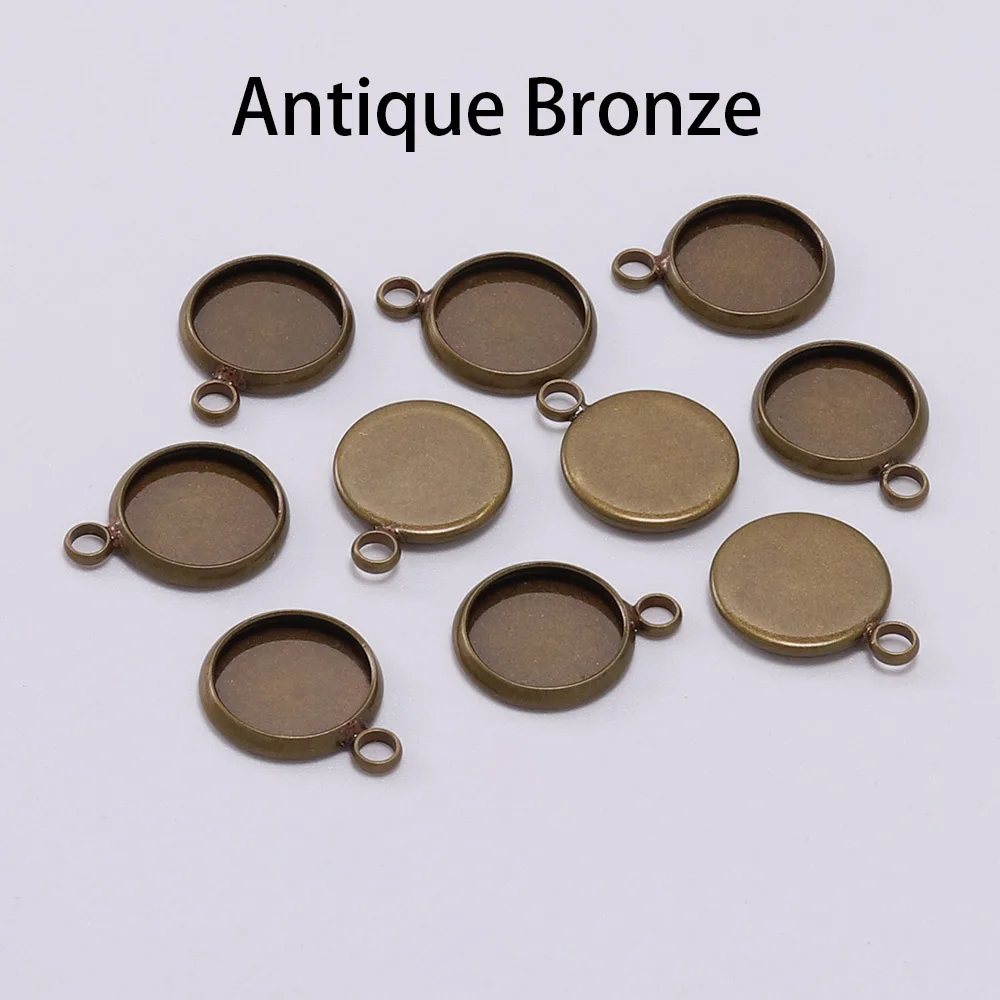 Antique bronze 20 шт 10 12 14 16 18 20 25 мм лотки База Установка Камея заготовки под кабошон подвески Fit Кулон ожерелье принадлежности для браслетов для ювелирных изделий - Цвет: Antique bronze
