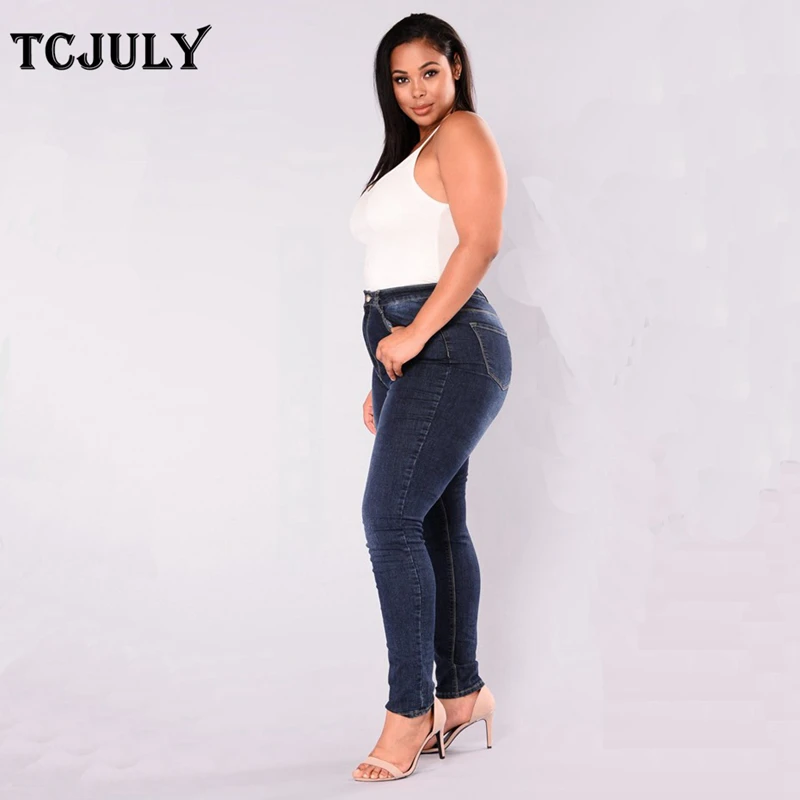 TCJULY Cotton Plus Size 2XL 3XL 4XL 5XL 6XL 7XL Mom Jeans Push Up Women's Jeans Large Sizes Stretchy Bleached Casual Denim Pants