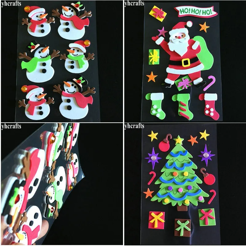 

1Bag/Lot,Cute Christmas tree santa Snowman 3D foam stickers Xmas indoor decoration Window Fridge stickers Gifts Favor Toys Craft