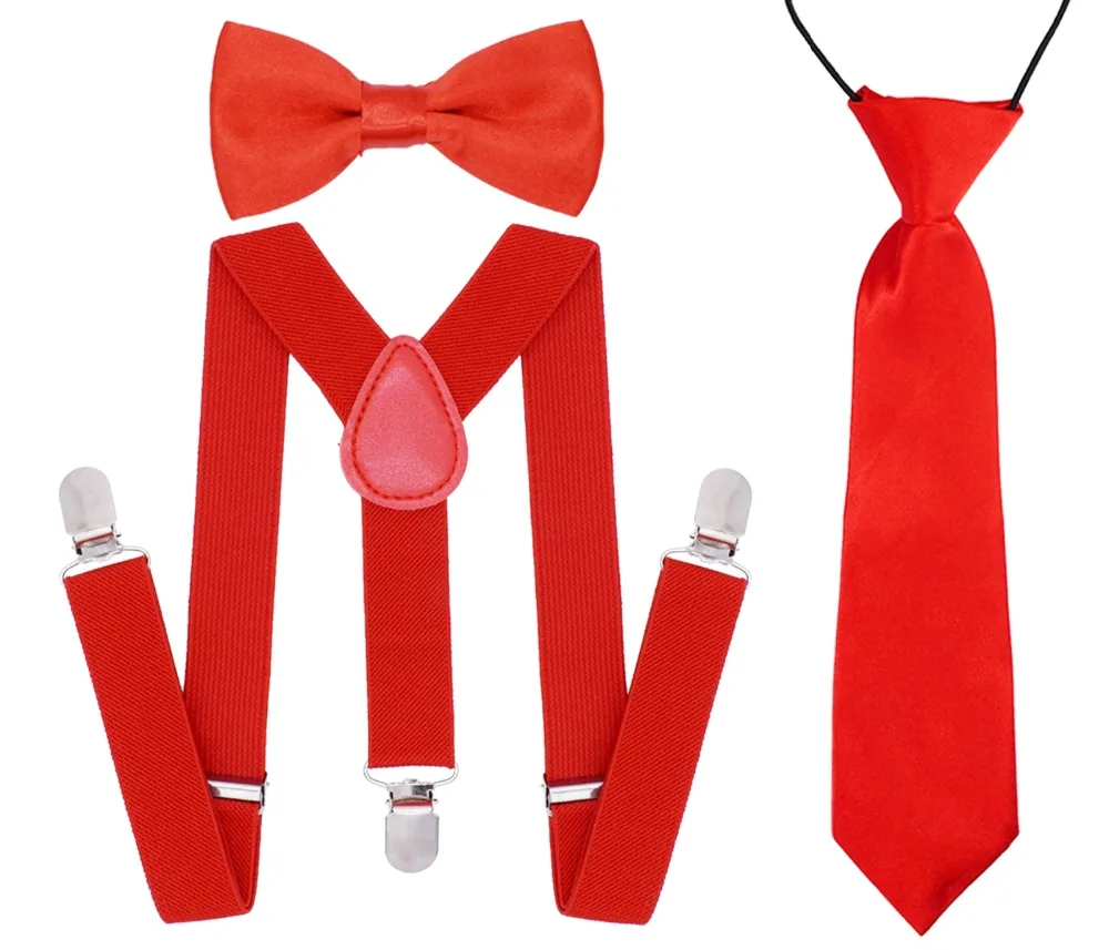suspenders set kids red