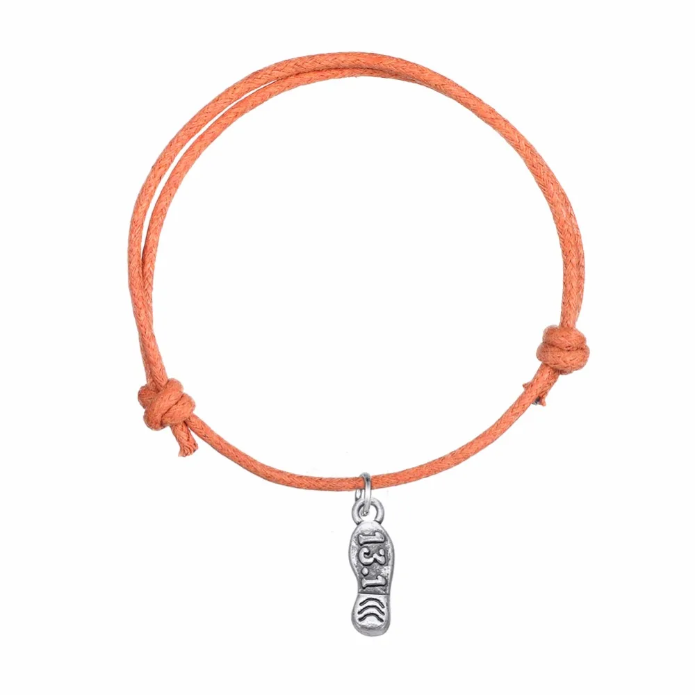 Dawapara Handmade Adjustable Korean Wax Cord Chain Bracelet Charm Bangle Message Marathon Running shoe 13.1 mile Fashion Jewelry