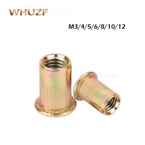 

Rivet Nut M3 M4 M5 M6 M8 M10 M12 Hollow Rivet Set Color Zinc Plated Carbon Steel Rivets Threaded Rivet Metal Plate Tube Fastener