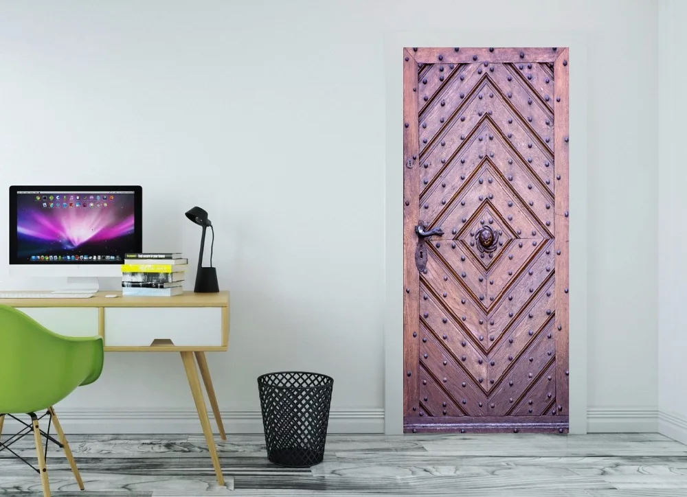 3D классическое ромбовидное украшение для двери обои настенное украшение печать Наклейка Декор для стены Настенная фото самоклеющаяся дверь обертывание