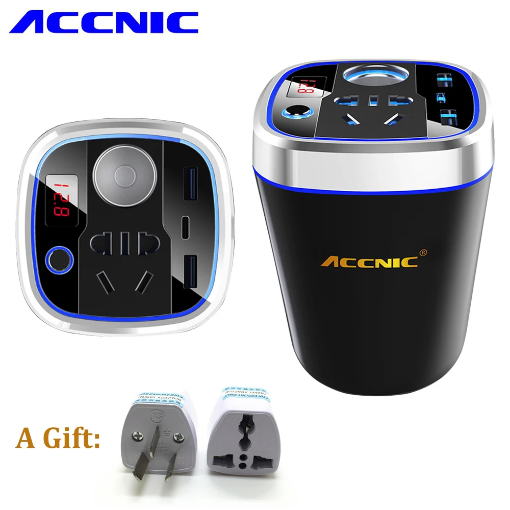 

DC 12V To AC 220V Car Cigarette Lighter Socket Adapter Converter Power Inverter 4.2A Dual USB Port Type C to USB C Car Charger