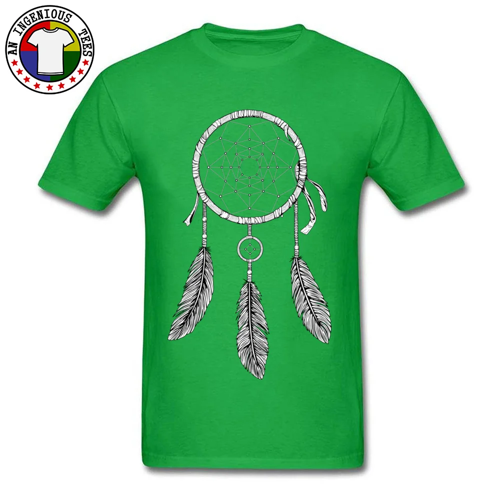 Dream Catcher White Crewneck T-Shirt NEW YEAR DAY Tops Shirts Short Sleeve Fashion Cotton Normal Tee Shirts Printed On Adult Dream Catcher White green
