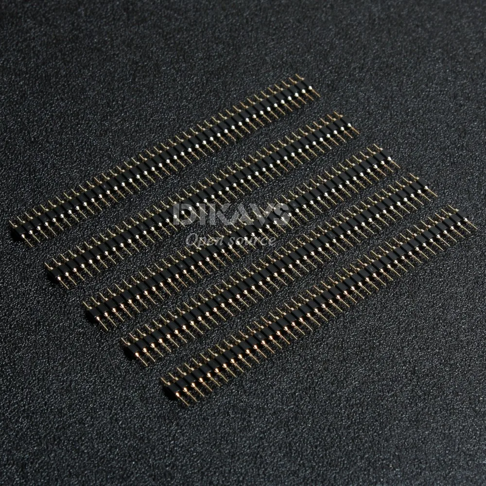 

5PCS Break Away 0.1" Strip Male Header 40 Pin Connector Header Round Needle Golden Pin Single Row Male 2.54mm Breakable P