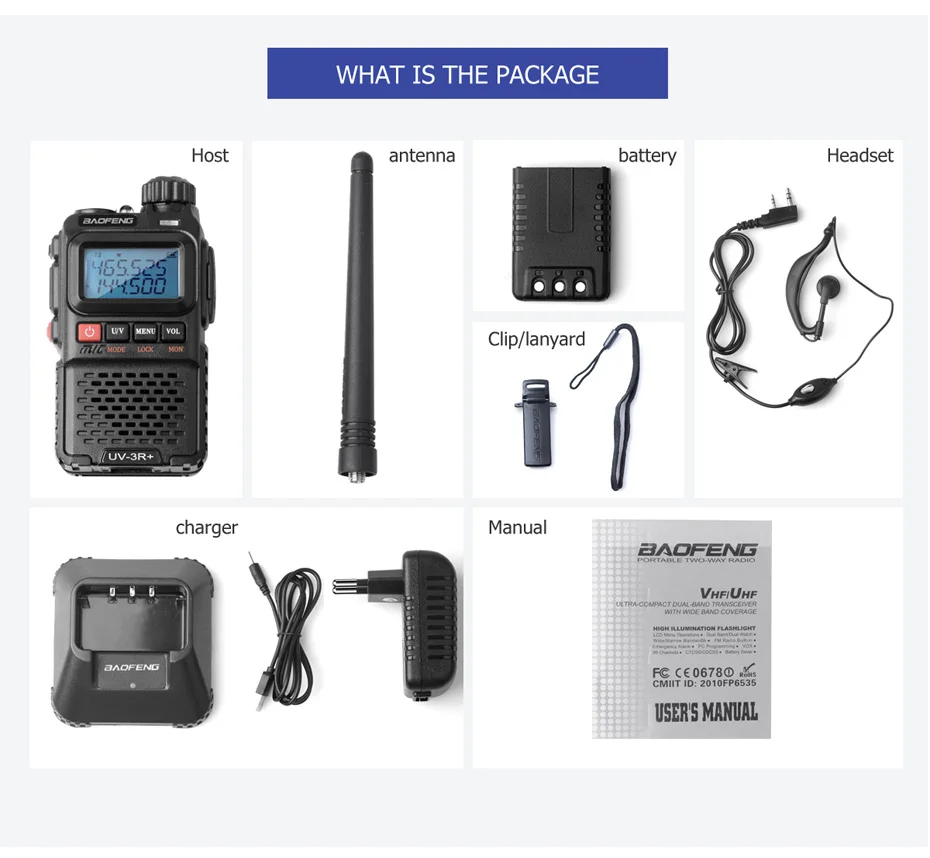 Baofeng UV-3R плюс иди и болтай Walkie Talkie мини Two Way Радио портативное Любительское радио UHF VHF двухполосный двухстрочный дисплей FM фонарик VOX CB радио