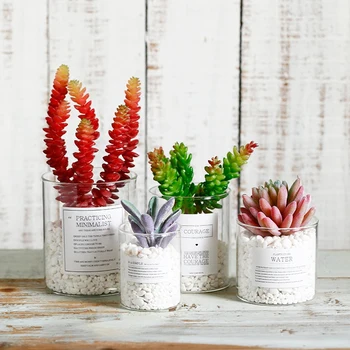 

Nordic Glass Storage Jar Bottle With Sticker Chic Desk Minimalist Succulents Bottle Organizer Storage Plant Vase Home Decor