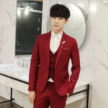 

M-XXXL 2019 new simple fashion suit male Slim Korean suit vest Business Casual three-piece suitsmen's clothing plus size