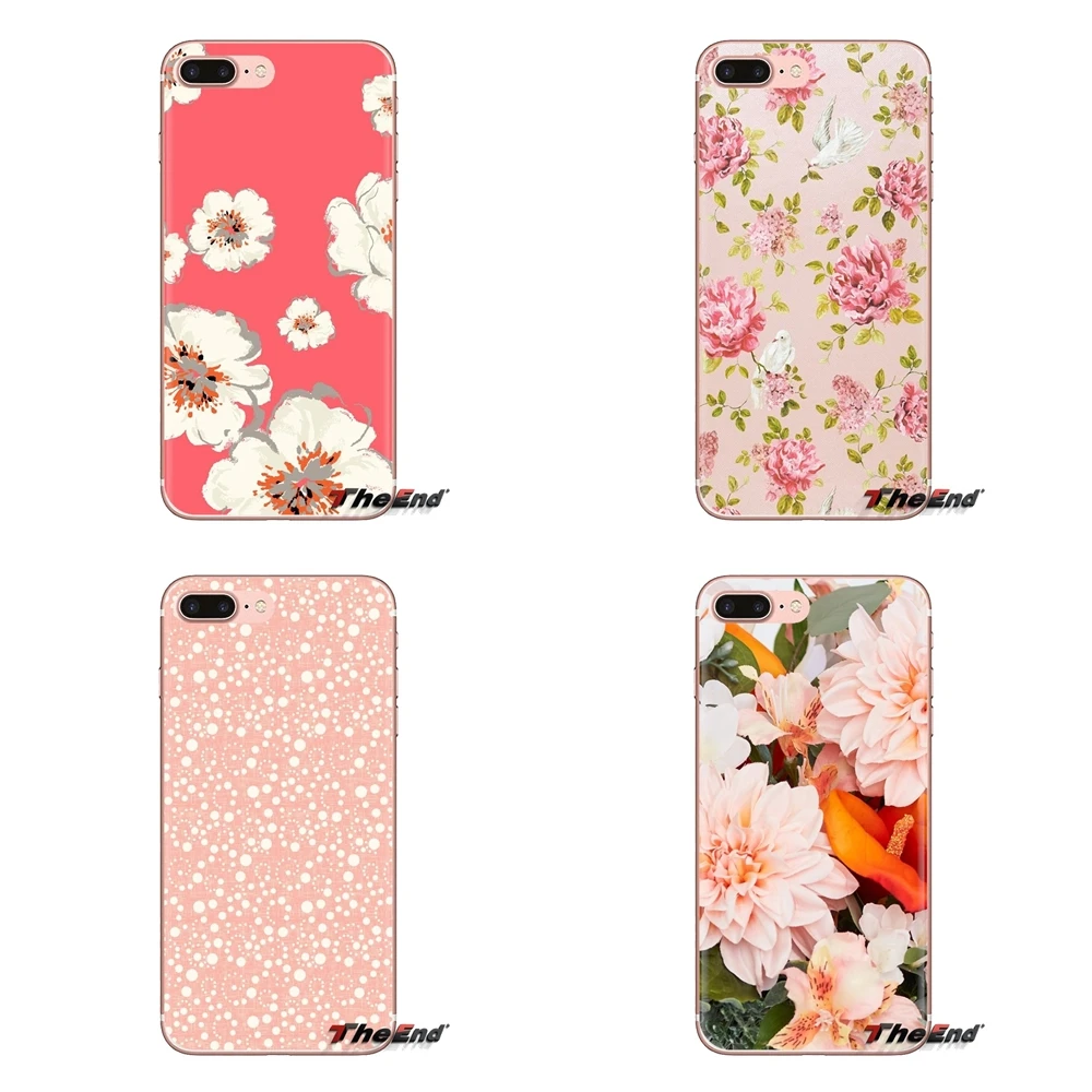 For Sony Xperia Z Z1 Z2 Z3 Z5 compact M2 M4 M5 C4 E3 T3 XA Huawei Mate 7 8 Y3II Silicone Skin Cover Luxury Elegant Peach blossom |