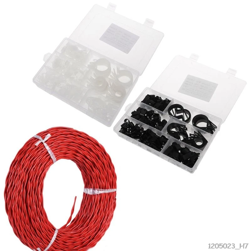 

200pcs Nylon Plastic P Fasteners Clips Clamps Assorted Box For Wire Cable Mounting Hose Pipe Conduit Kit