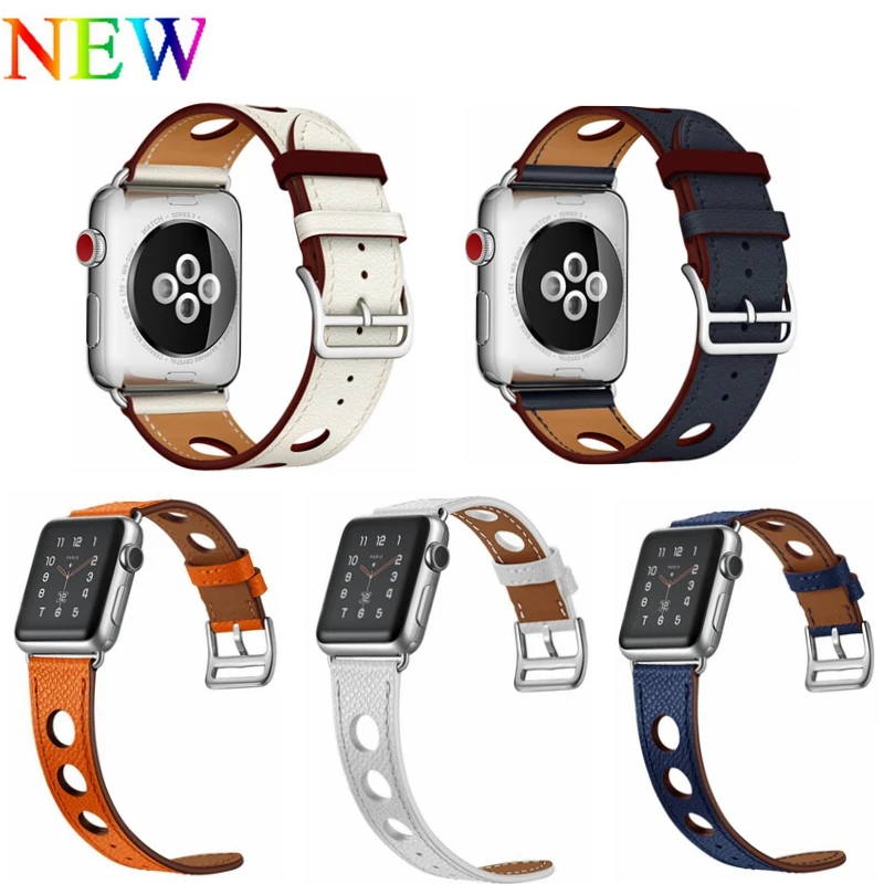 

2019 Genuine Leather Watch Band Strap for Apple Watch Series 5 4 3 2 1 44MM 40MM 42MM 38MM Replacement Bracelet for iWatch Wrist