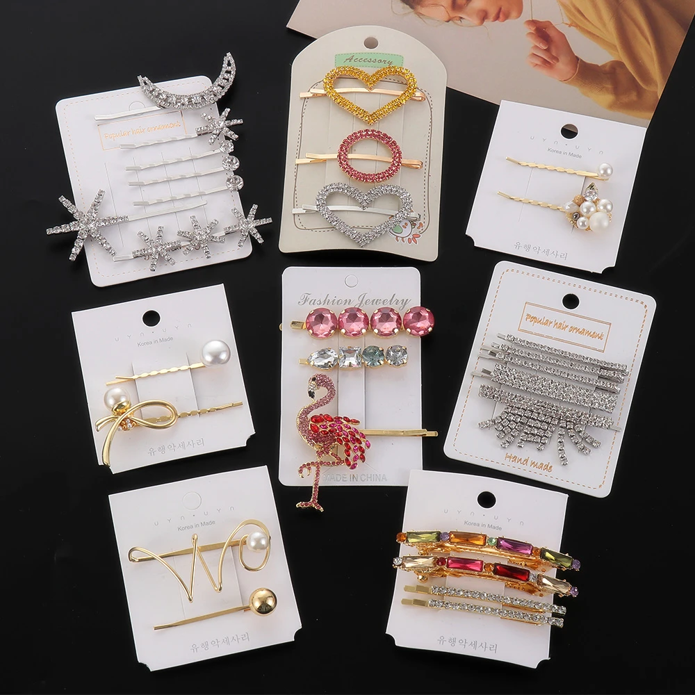 

1 Set Shiny Crystal Hair Clips Women Girls Rhinestones Hairpins Colorful Barrettes Wedding Party Hair Jewelry Hair Accessories