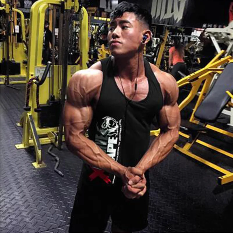 KORKSLORES turnhallen Fitness Mens Tank Top Bodybuilding Sleeveless Kleidung Weste Kleidung Bodybuilding Fitness Männer Tank Top druck