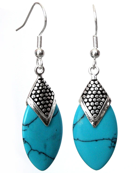 

Hot sell >lady's blue Natural Stone 925 silver Earrings 14/5