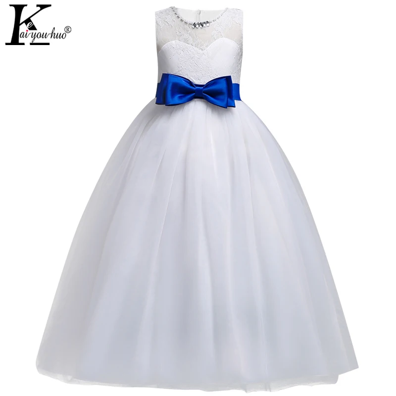 

2019 Girls Dress Flower Birthday Party Dress Summer Kids Dresses For Girls Teenager Bridesmaids Wedding Dresses Children Clothes