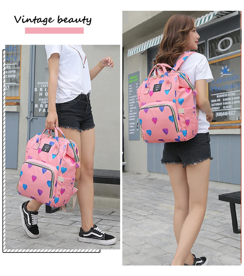 Diaper Bag Mummy Maternity Travel Print Backpack Nappy Changing Bags Nursing Bag For Baby Stroller Waterproof Wet Bag Love Pack (16)