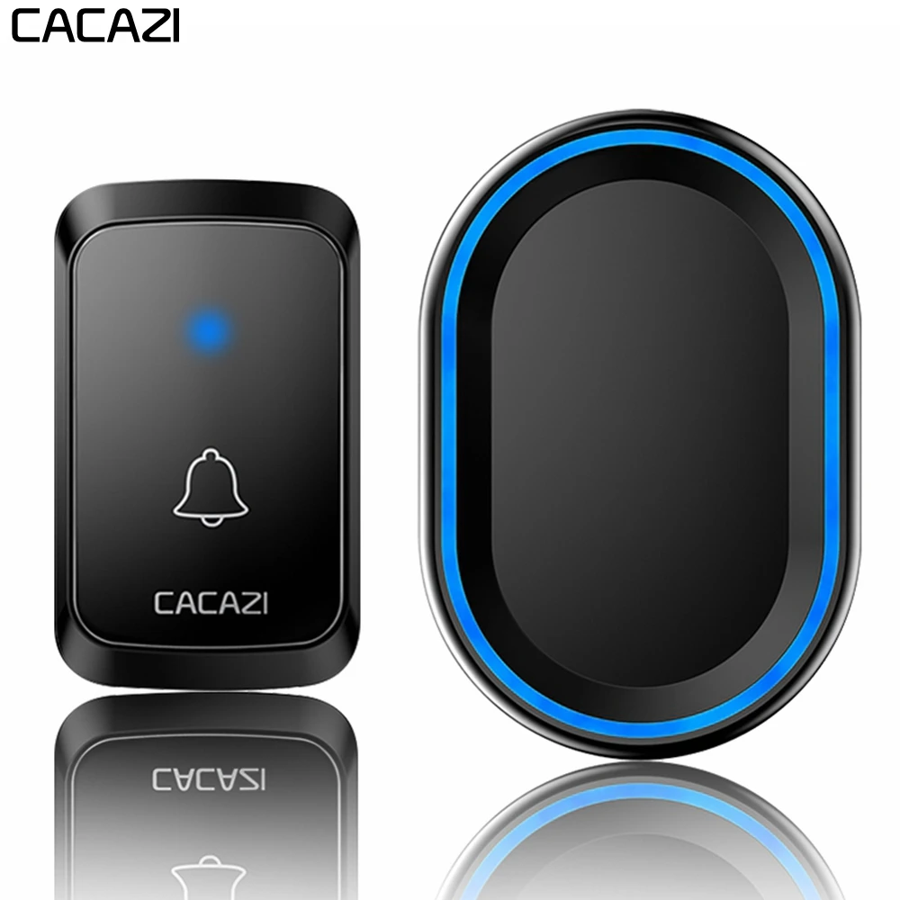 

CACAZI Intelligent Home Welcome Wireless Doorbell Waterproof 1 2 Button 1 2 Receiver US EU UK Plug LED Light Calling Door Bell