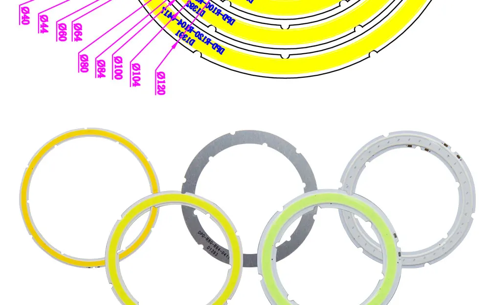 12 В DC кольцевой cob светодиодный светильник форма кольца 3-15 Вт угол глаз 30 мм-120 мм Теплый Холодный белый лед синий cob Чип для DIY лампы