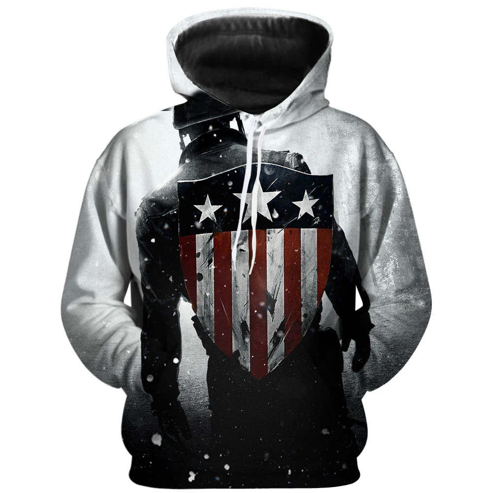 

2019 hot sale personality new fashion male 3D print Avengers jumper hooded sweatshirt super handsome hip hop men's hoodie