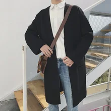 2017 Winter Men’s New Fashion Knitting Long Sleeve Single Man Knit Cardigans Loose Casual Pure Color Coats Wool Sweaters M/XL