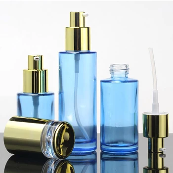 

Wholesale 100ml spray/serum/toner glass bottle with pump, empty round glass pump bottle