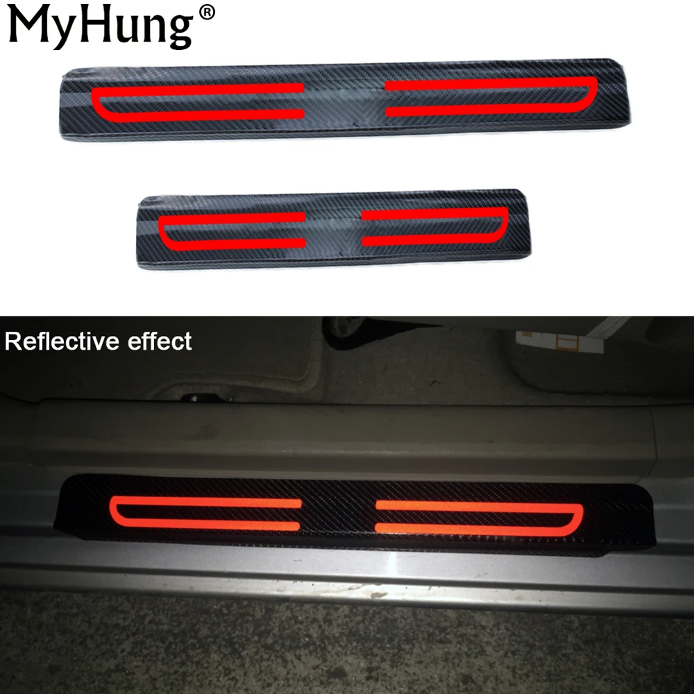 4D Carbon Fiber Car Door Sill Protector Scuff Plate Guard Stickers for Honda Jade Civic SPIRIOR CRV CR-Z City FIT CRIDER CROSSTOUR Accord Odyssey CIIMO RDX MDX ZDX ILX TL RL RLX ELYSION 4Pcs Blue