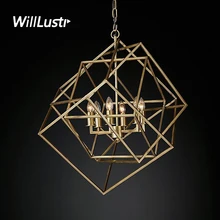 Willlustr CAGED CUBIST подвесной светильник Висячие, геометрической формы светильник ing многогранный металлический каркас Лофт бар подвесной светильник