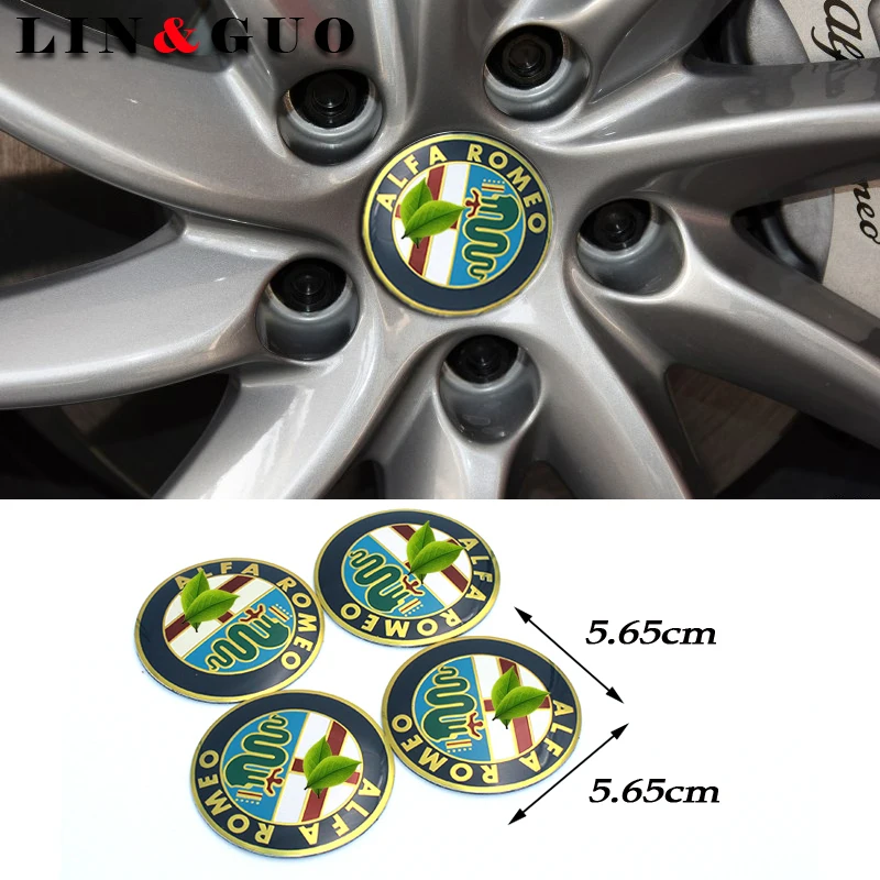 

4Pcs Wheel Center Hub Cap Stickers 5.65cm emblems For alfa romeo 159 147 156 giulietta 147 159 mito Giulia Stelvio Car Styling
