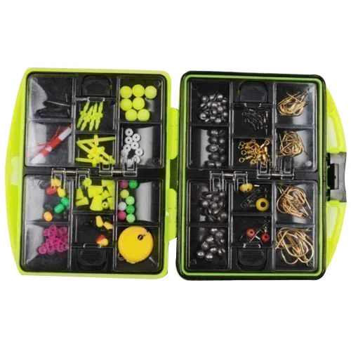 

Good deal 24 kinds of Assorted Fishing tackles Swivels Jig hooks Leads Box accessory