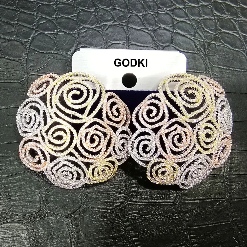 GODKI трендовые Роскошные серьги-гвоздики с цветами для женщин свадебные