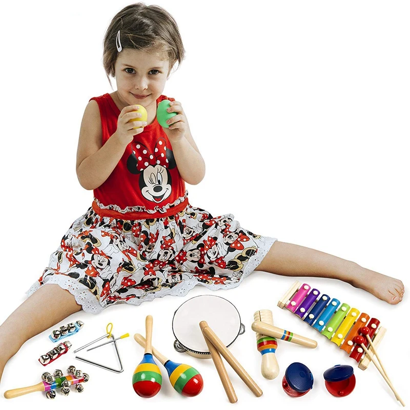 Инструменты для малышей и дошкольников деревянная перкуссия для мальчиков и девочек, включая ксилофон-продвижение раннего развития