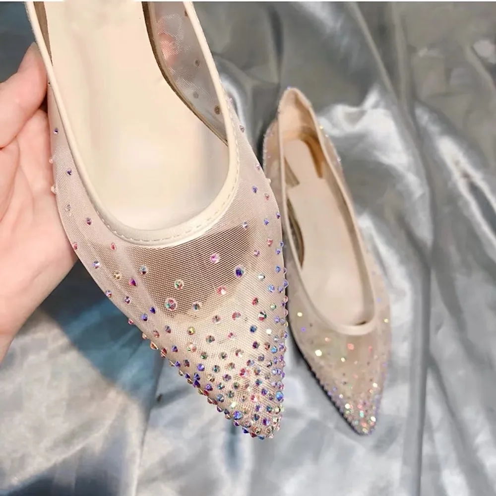 Stkehidba новые модные женские туфли на плоской подошве шелк из натуральной кожи Острый носок балетная обувь на лето Bling вечерние Дамская обувь