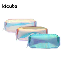 Kicute Прозрачный большой емкости PU Модный Лазерный пенал имитация блестящих карандашей чехол школьные принадлежности сумка для канцтоваров