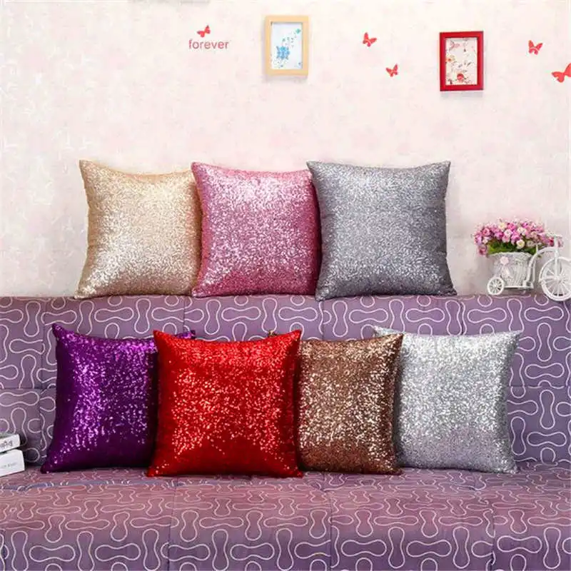 Solid Color Glitter Sequins Throw Pillow Case Cafe Home Decor Cushion pillow cover 40x40 pillow cases home decor #3o10#f (2)