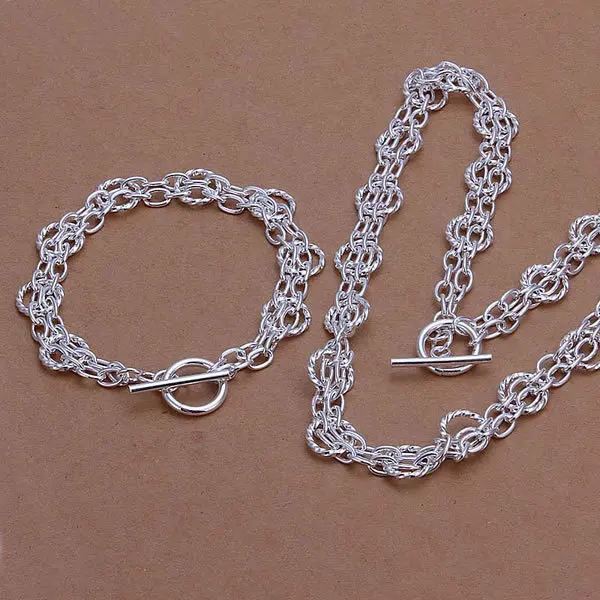 S342 925 silver jewelry set Nickle free antiallergic Bracelet Necklace Chain Jewelry Set | Украшения и аксессуары