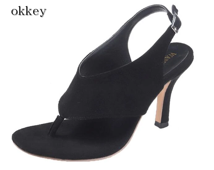 

Woman shoes 2019 summer new hot stiletto pin toe word buckle round head fashion high-heeled large size ladies sandals a223