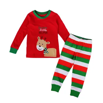 

Christmas Costume Kids Pajamas Girls Boys Sleepwear Cotton 2PCS Children Clothing Spring Autumn T-shirt + Long Pants Suits