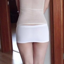 Горячий сексуальный прозрачный шелк тугой карандаш Милая юбка гладкая мини-юбка Ночное Клубное платье фантазия эротическая одежда черный белый плюс размер F15