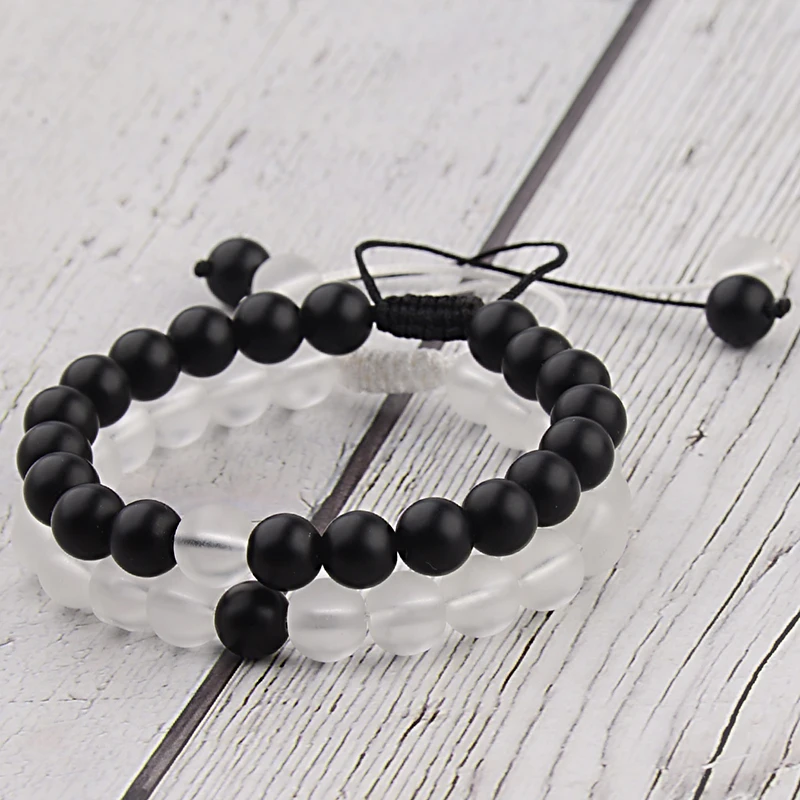 OIQUEI New 2Pcs/Set Imperial Natural Stone Matte Adjustable Bracelet For Women Men Stainless Hand Woven Couple Bracelets Gift OIQUEI New 2Pcs/Set Imperial Natural Stone Matte Adjustable Bracelet For Women Men Stainless Hand Woven Couple Bracelets Gift