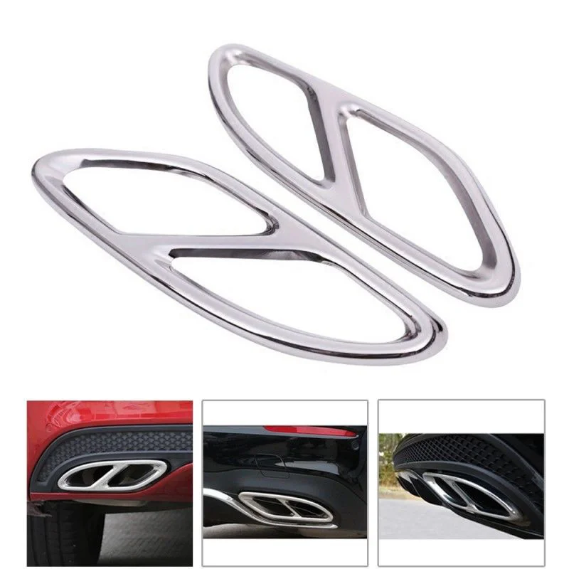

2PCS for Mercedes Benz Stainless Steel Rear Cylinder Exhaust Pipe Cover Trim Car Accessories Auto Exhaust Systems Parts
