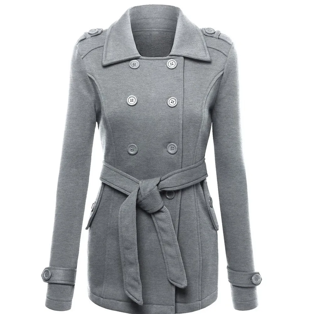 Nice Women Woolen Coat Ladies Winter Autumn Jackets Elegant Casual Trench Coats Women Slim Double Breasted Black Winter Coats