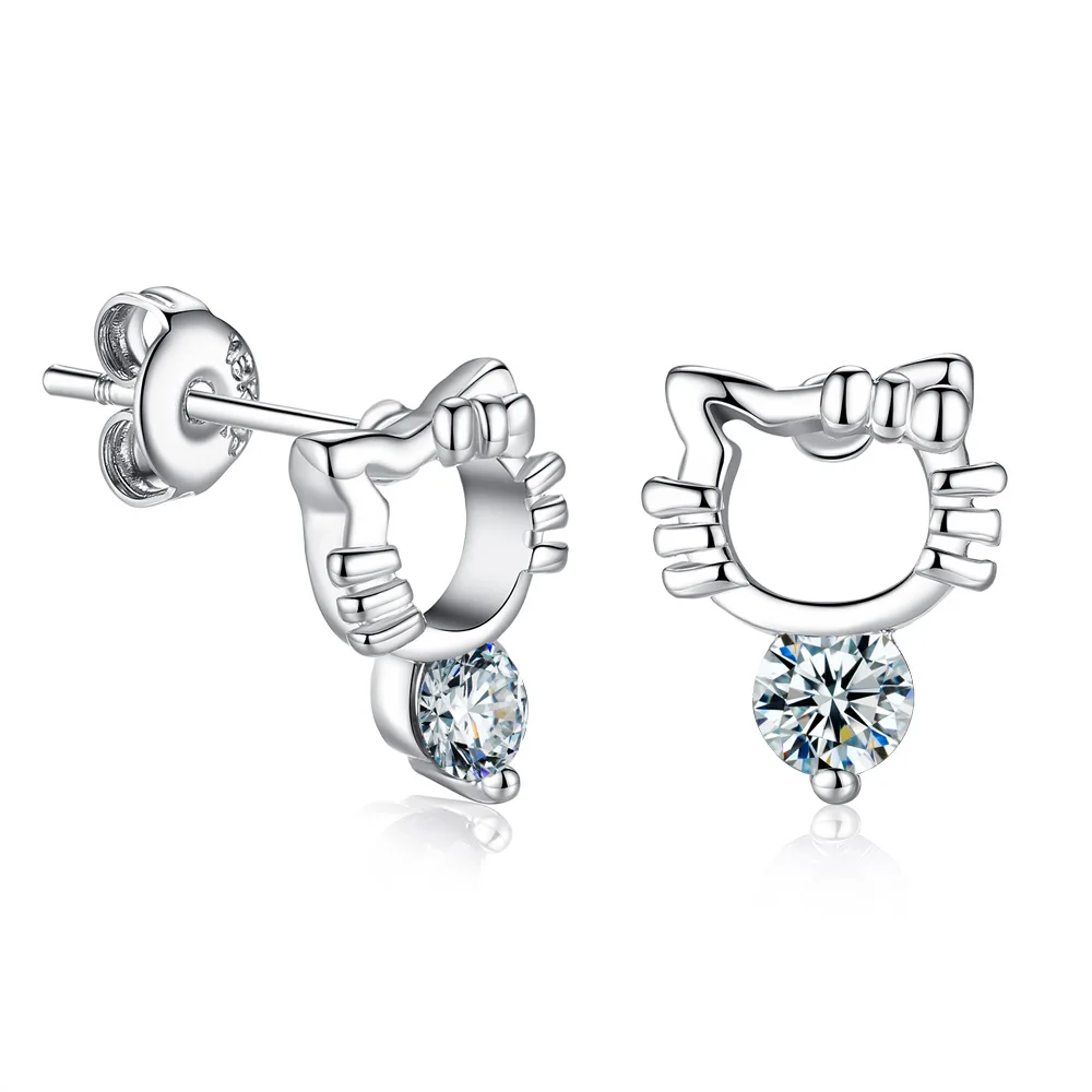 Горячая Распродажа, модные корейские милые хрустальные серьги-гвоздики с котенком, Мультяшные серьги-гвоздики для женщин, аксессуары