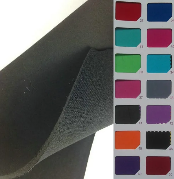 

2mm neoprene open cell rubber sheet double sides same color fabric textile width 1.3m thickness for apparel bags glove garment