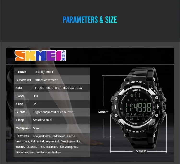 fitness watches for women SKMEI Smart Watch For Apple Android Women Sports Watches Bluetooth Pedometer Camera Smartwatch Waterproof Wristwatches men's water resistant watches