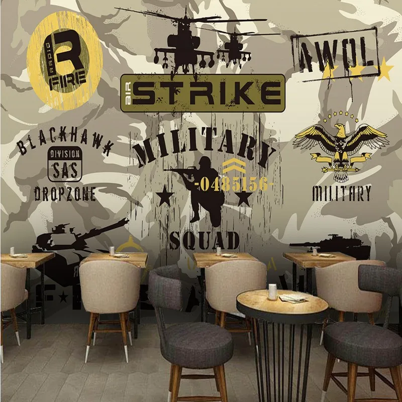 

Free shipping Camouflage military series background wallpapers restaurant shopping malls custom wallpaper mural