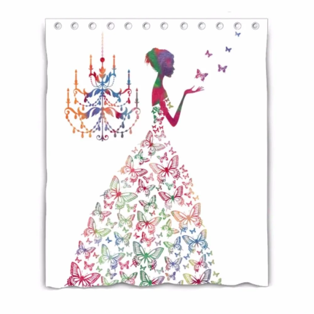 Butterfly girls Custom Shower Curtain 100% Polyester Waterproof Bathroom decor Polyester Shower Curtain Butterfly girls Custom Shower Curtain 100% Polyester Waterproof Bathroom decor Polyester Shower Curtain